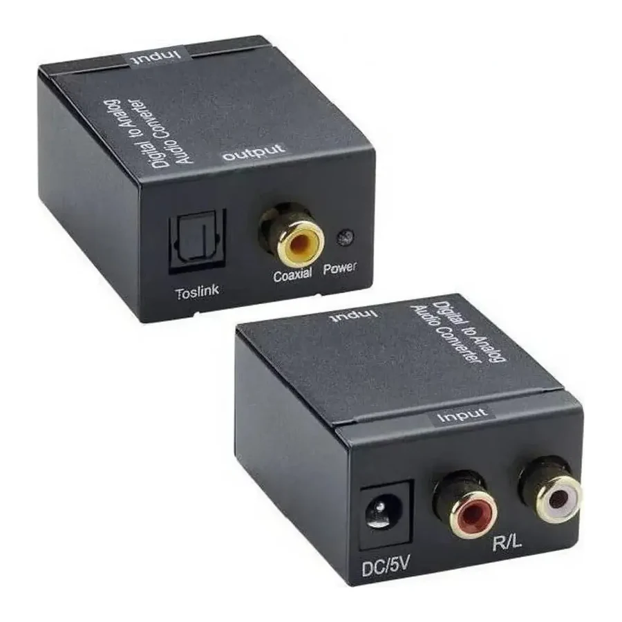 Conversor de Áudio Digital Óptico/Coaxial para Analógico RCA (DAC)