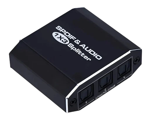 Divisor de Áudio Óptico Digital 1x3 SPDIF Toslink