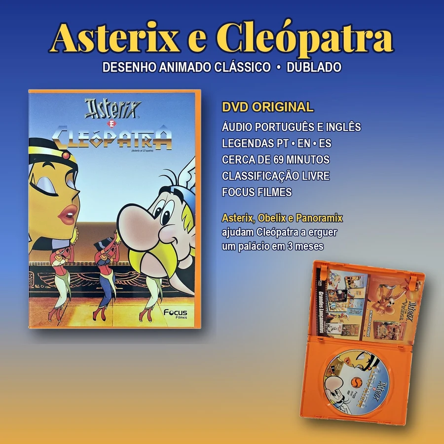 DVD Asterix e Cleópatra — desenho animado, dublado — original, usado