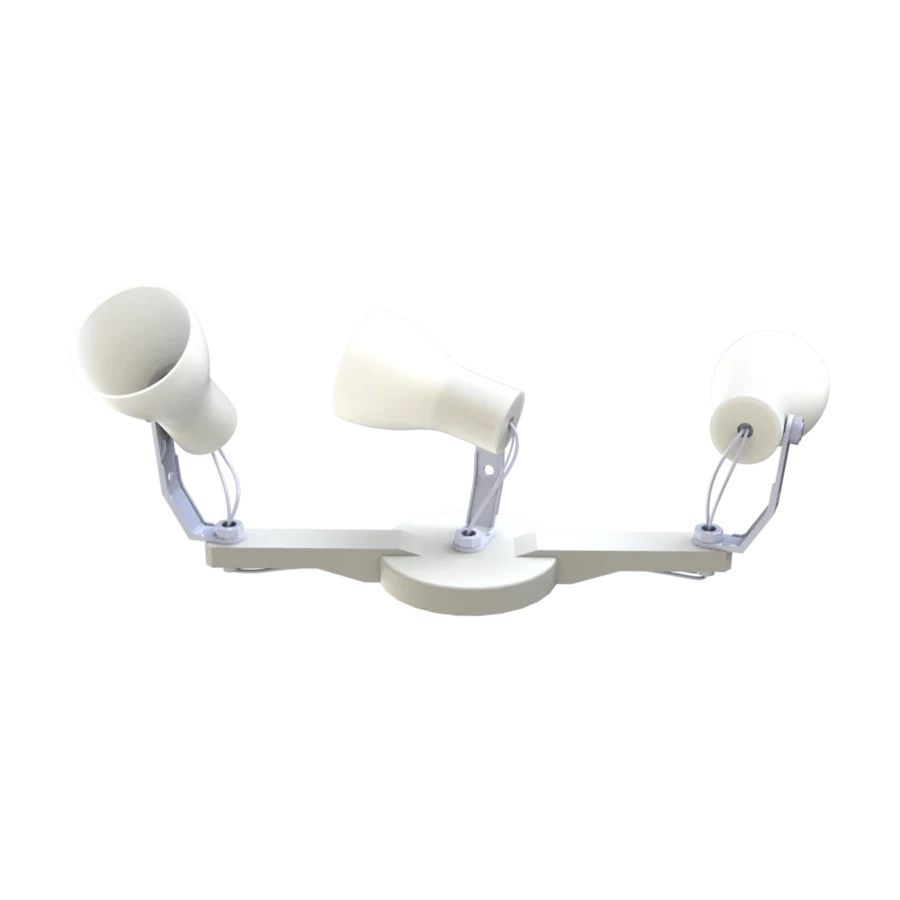 Trilho Triplo com 3 Spots Direcionáveis E-27 Bivolt 110V/220V - Branco