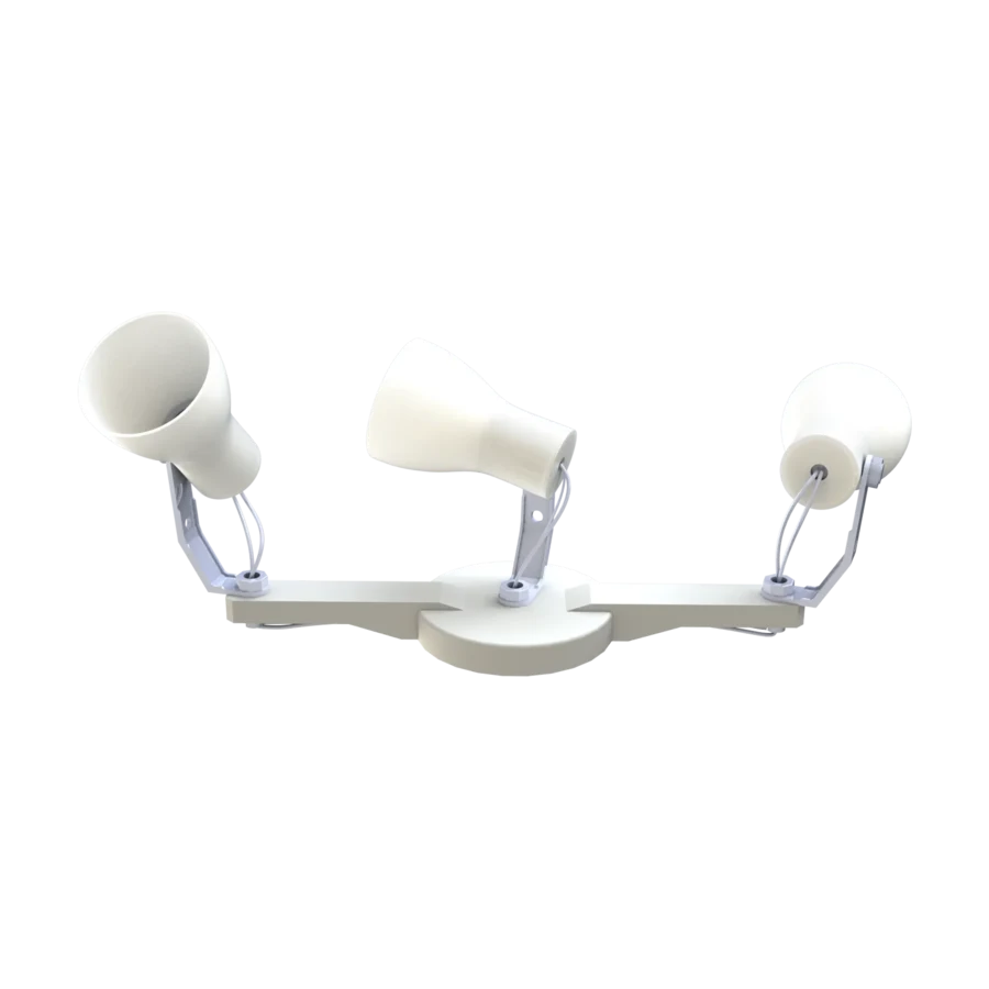 Trilho Triplo com 3 Spots Direcionáveis E-27 Bivolt 110V/220V - Branco
